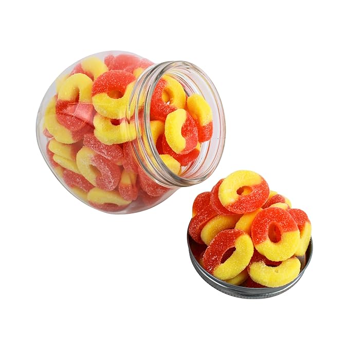 Gummy Peach Rings - Fresh, Soft, and Chewy Sugar Dusted Gourmet Peach Rings Candy Bulk (3 Pound)