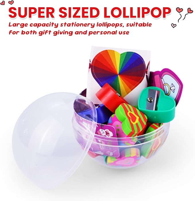 24Pack Valentines Day Gifts Giant Lollipop Stationery with Valentine Cards, Perfect for Exchange Party Supplies Classroom Exchange School Boys Girls Party Favors Party Favors Goodie Bag