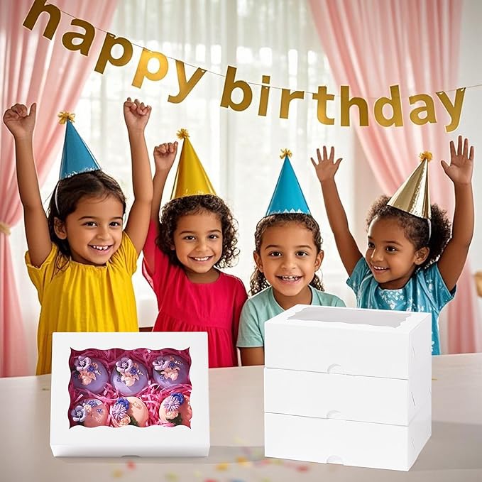 20PCS White Cookie Boxes with Window, 8x6x2.5 Inch Gift-Ready Pastry Box for Chocolate Strawberries, Macarons, Truffles, Perfect for Valentine's Day, Mother's Day, Christmas Party Favors