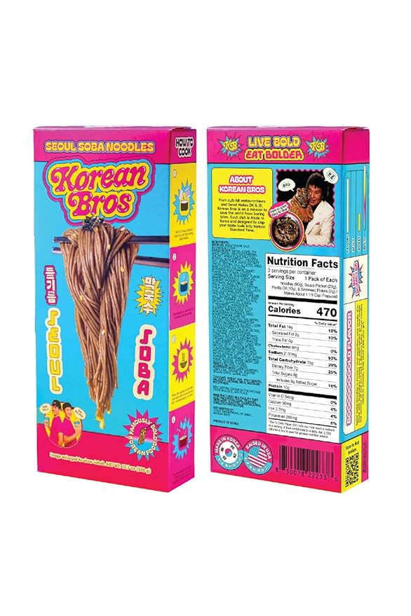 Korean Bros Seoul Soba Noodles (390g) – Authentic Korean-Style Noodles, 3 Servings