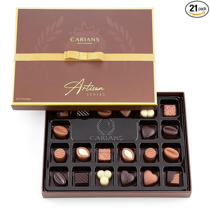 CARIANS Chocolate Gift Box, Assorted Luxury Premium Pralines Gourmet Chocolate Basket, Dark, Milk & Truffles, Box of Candy, Great for Gift Giving, Anniversary, Valentine's Day