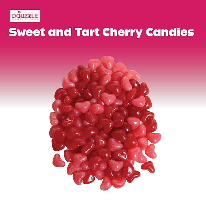 DOUzzle Valentines Day Sweet Treats, Cherry Sours Red & Pink Heart Candy, Original Chewy Candies (11oz, 1 Pack) Party Favor - Gluten & Nut Free, Kosher Parve