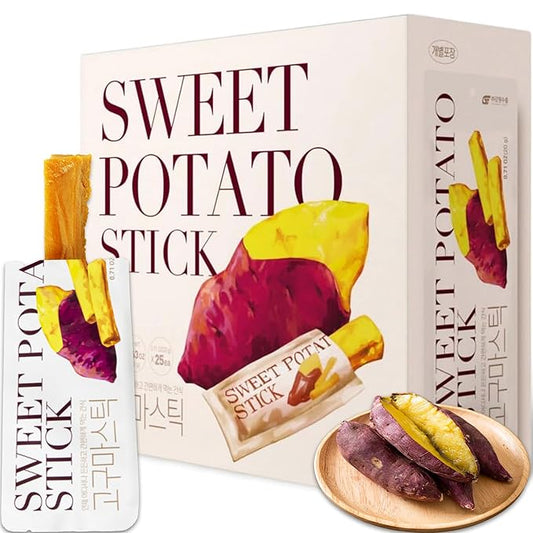 Korean Chewy Sweet Potato Snacks Individually Wrapped [25] – 100% Natural Vegan Sweet Potato Sticks – No Added Sugar, Gluten Free, Non-GMO – Semi-Dried Healthy Treats – Vegan Snacks by Gangwon Export