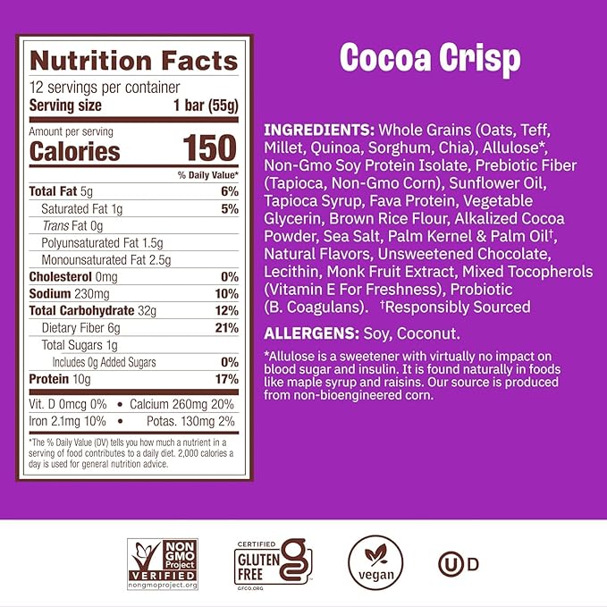 Munk Pack Variety Pack Probiotic Protein Bars | 10g Plant Protein, 1g Sugar, 6g Fiber |Diabetic-Friendly Ideal Breakfast Bars - On-the-Go Snacks, Gluten-Free, Non-GMO | 12 Count