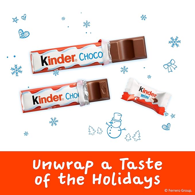 Kinder Chocolate, 18 Four Count Packs, Milk Chocolate Bar with Creamy Milky Filling, Individually Wrapped Candy, 1.8 oz Each
