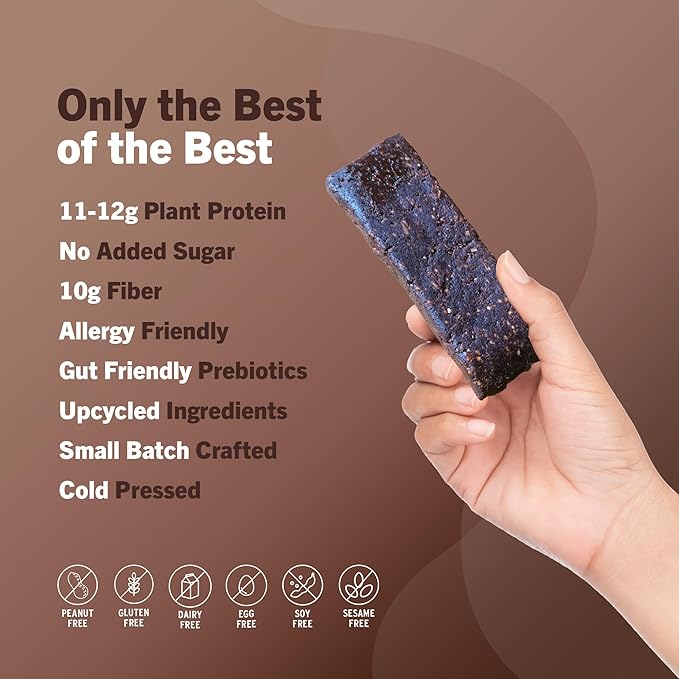 Amrita Nut Free Chocolate Variety Pack Vegan Protein Bars (12 Count) | 12g Plant-Based Protein Bar | Peanut Free, Gluten Free, and Dairy Free | Low Sugar, High Fiber, Healthy School-Safe Snacks