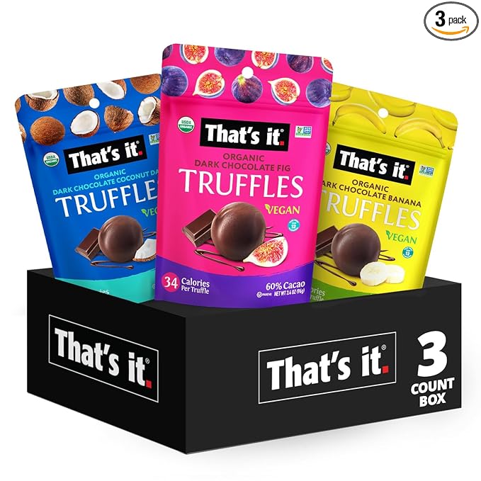 That's it. Organic Dark Chocolate Truffles Variety Pack. 100% Plant-Based, Vegan, Gluten-Free, All Natural (3 Pack)