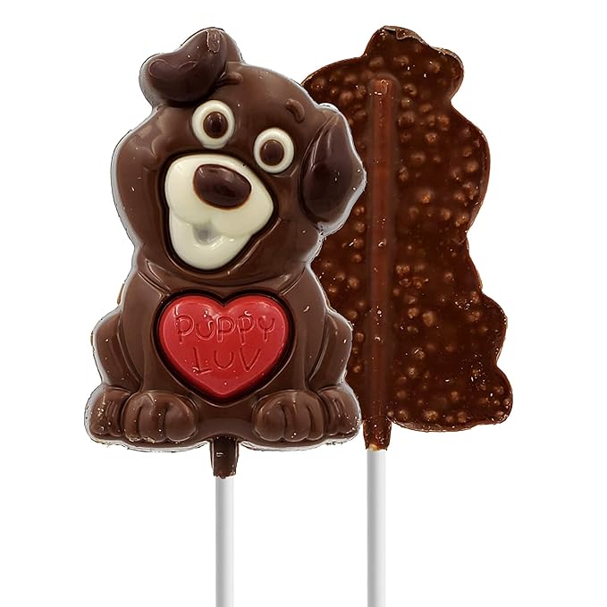 Valentine's Big Puppy Lollipop Holiday Treats 4-Pack Variety, Pop Party Bag Fillers, Individually Wrapped, Kosher Certified, 3oz Sucker Puppy