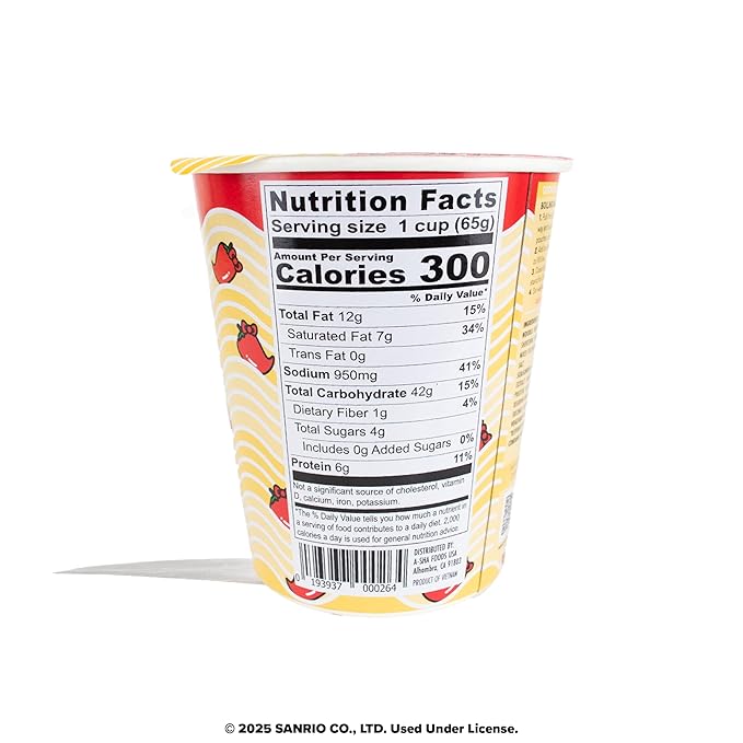 Hello Kitty Instant Ramen Noodle Cup |6 Pack Vegan Spicy Flavor | Premium Microwaveable Ramen Soup Mix, Asian Snacks