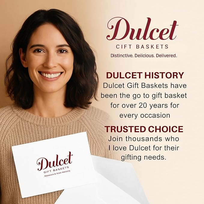 Dulcet Valentines Gift Basket for Her - Premium Magnetic Gift Box with Individually Wrapped Gourmet Cookies & Brownies - Valentines Day Food Basket Individually - Personalized Note Included