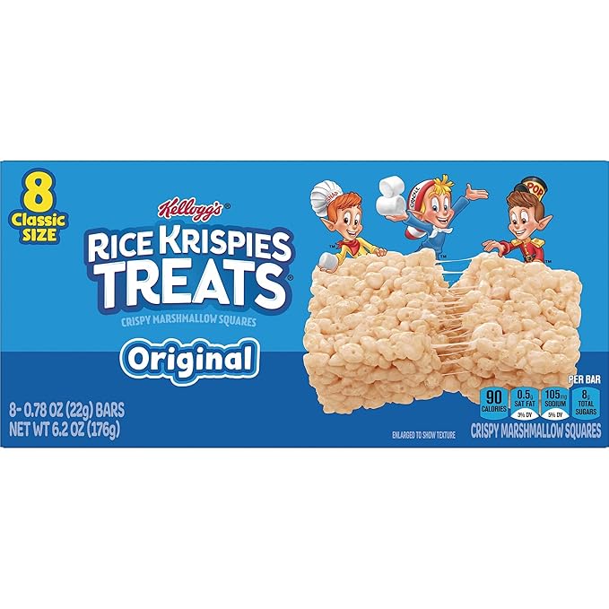Rice Krispies Treats Crispy Marshmallow Squares, Kids Snacks, Cereal Bars, Original (96 Count)