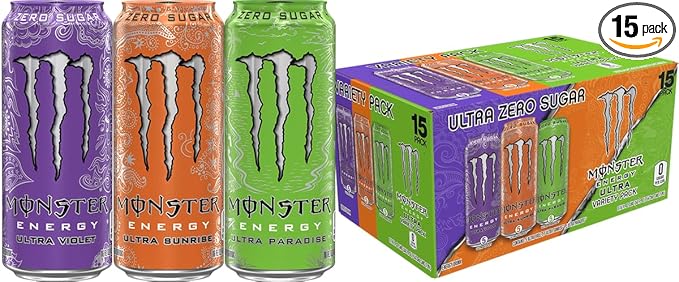 Monster Energy Ultra Variety Pack, POP, Sugar Free Energy Drink, 16 Ounce | Pack of 15