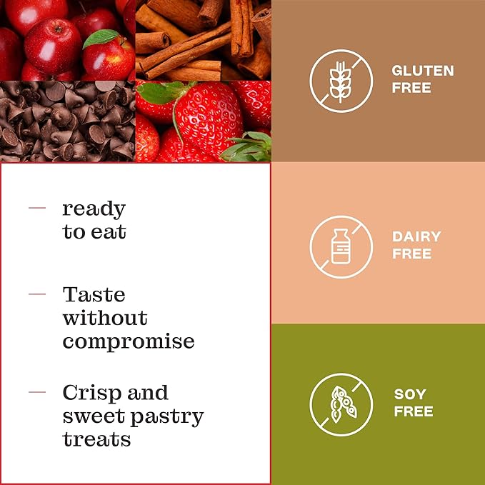 Katz Gluten Free Snacks Toaster Pastries 4 Flavor Fruit Variety Pack Apple Crisp, Cinnamon, Chocolate Chip & Strawberry. Free of Dairy, Soy, Tree nuts, and peanuts. Kosher 8oz (4pk)