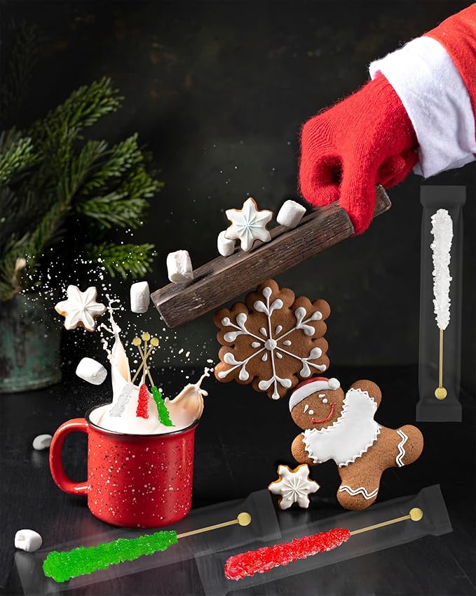 Christmas Rock Candy Lollipops, Pops Candy Suckers, Color and Flavor Assortment, Individually Wrapped (12-Pack)