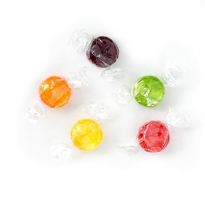 Assorted Fruit Hard Candy, 3 Pound Bulk Candy (Approx. 150 pcs.), Individually Wrapped Hard Candy, Fruit Discs Candy, The Hampton Popcorn & Candy Company