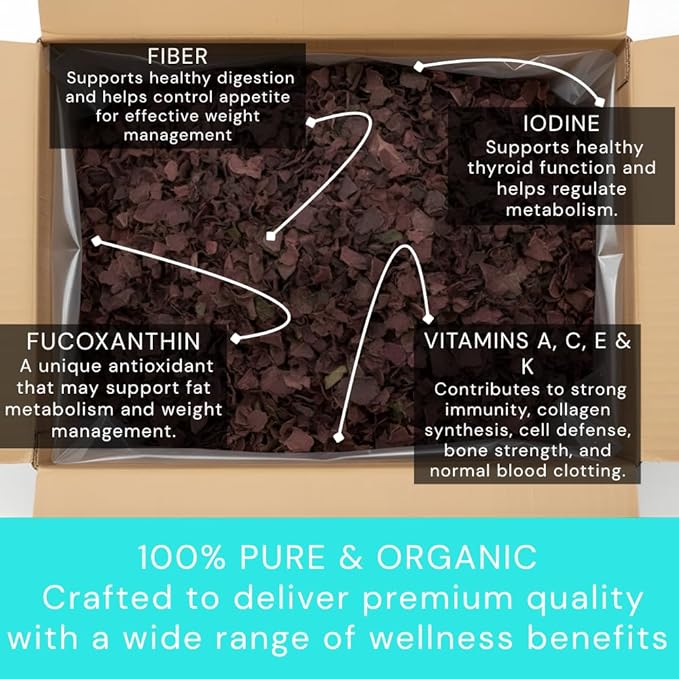 Ocean’s Balance Organic Dulse - Maine Coast Seaweed - Atlantic Ocean Sea Vegetables, Perfect for Keto Diet, Paleo Diet, Vegetarian Lifestyle or Vegan Diet (40lb, dulse flakes)