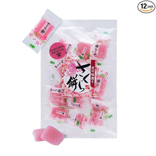 TOMOSAN Japanese Sakura Mochi Candy, Traditional Cherry Blossom Rice Cakes, Soft & Chewy, Individually Wrapped, 180g / 6.35oz