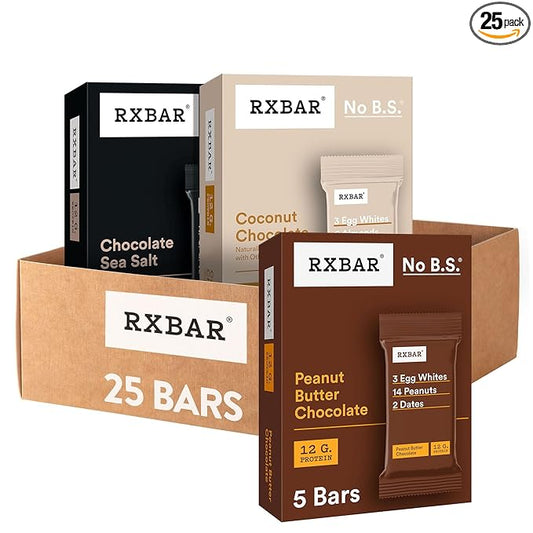 RXBAR Protein Bars, 12g Protein, Gluten Free Snacks, Chocolate Lovers Variety Pack (5 Boxes, 25 Count)