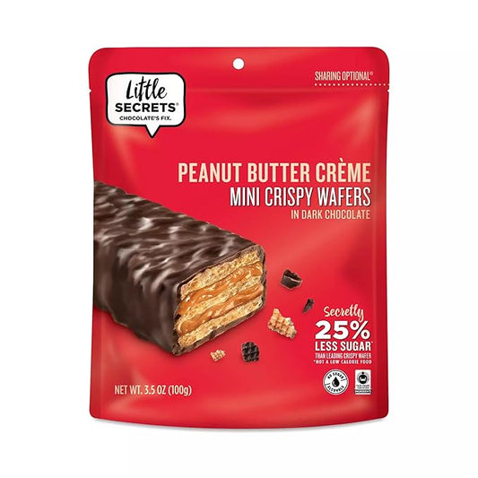 Little Secrets | MINI Crispy Wafers | 30% Less Sugar | Guilt-Free | Nothing Artificial (Peanut Butter & Dark Chocolate, 3-Pack (30 Minis))