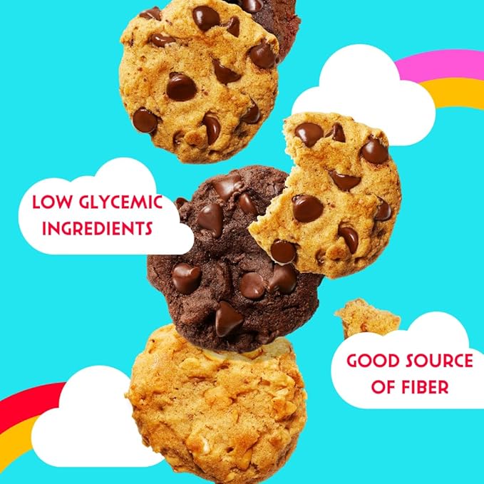 Joydays Cookie Variety Pack – Chocolate Chip, Double Chocolate & Peanut Butter, 63% Less Sugar, High Fiber, Protein Snack – Dietitian Approved, Blood Sugar Friendly, Healthy Snacks for Adults and Kids Pack of 3 (3.88 oz Each)