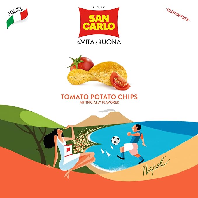 San Carlo Multi Pack 5X Tomato n°1 Italian Potato Chips - 150gr - for Snacking Bliss