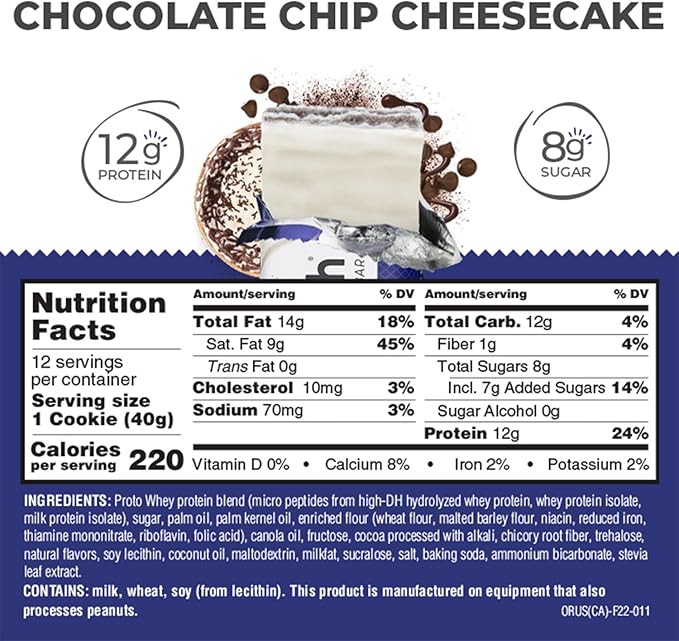 Power Crunch Protein Wafer Bars, High Protein Snacks with Delicious Taste, Chocolate Chip Cheesecake, 1.4 Ounce (12 Count)