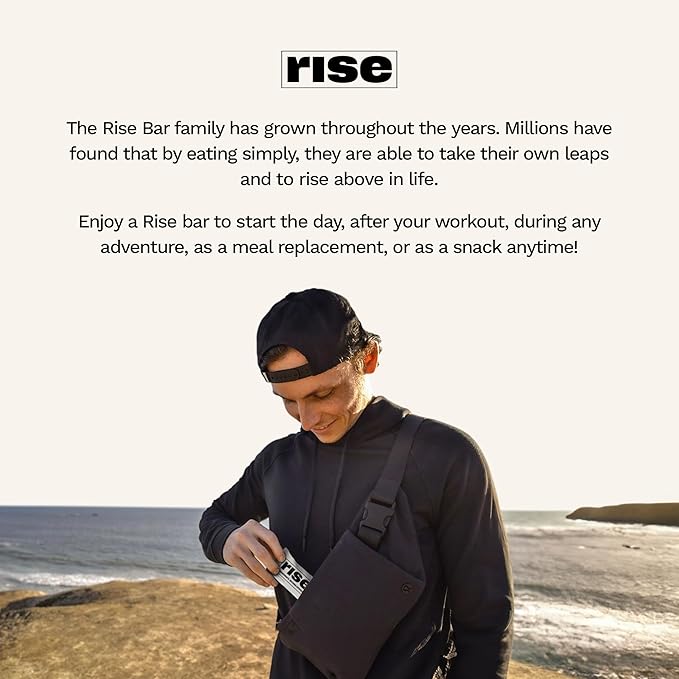 Rise Whey Protein Bars - Chocolatey Almond | Breakfast Bar & Protein Snack 15g Protein 5g Fiber Just 4 Whole Food Ingredients Gluten-Free Soy Free