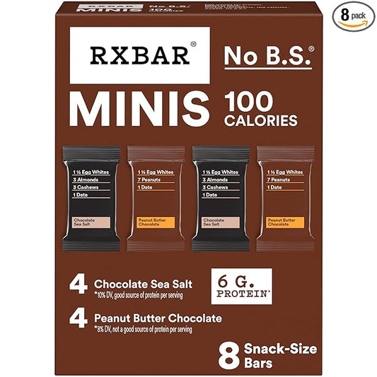 RXBAR Minis Protein Bars, Protein Snack, Snack Bars, Variety Pack, 7.3oz Box (8 Count)