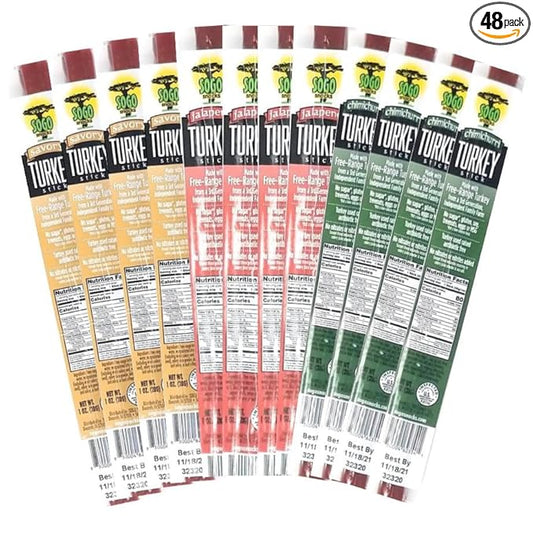 Turkey Variety, Sogo Snacks, No Sugar, Low Carb, Free-Range from a Family Farm. No Soy, MSG, Dairy, Nuts, Nitrates. Gluten Free Non-GMO. Keto, Whole, Paleo Friendly (Turkey Variety, 1-oz, 48 Cnt)