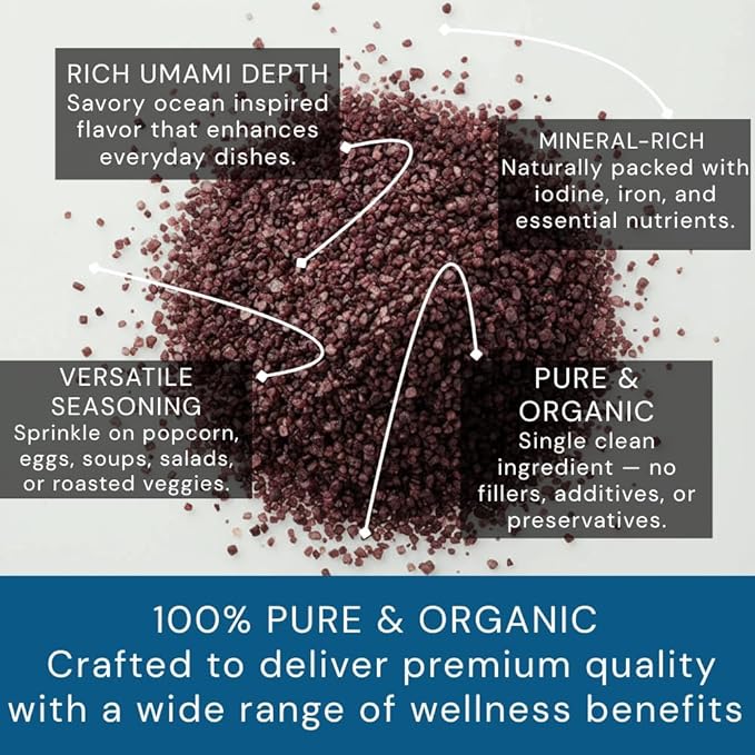 Ocean's Balance Dulse Granules – Iron & Minerals,Soup Topping Seaweed,Seaweed for Ramen,Salad & Snacks– Atlantic Dulse Flakes – Vegan, Gluten-Free, Paleo & Keto Friendly (1.25oz)