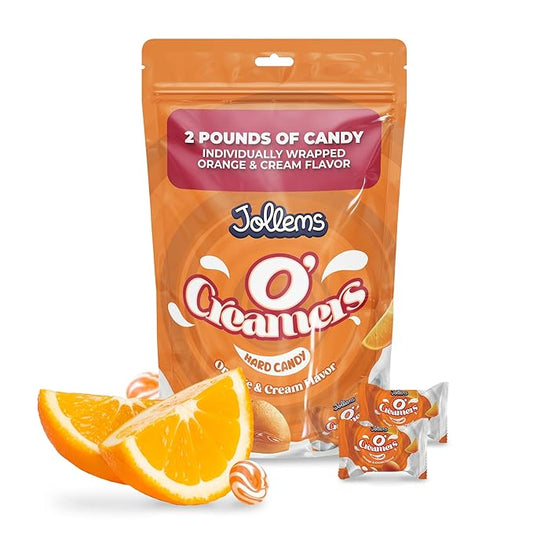Jollems O’ Creamers Orange & Cream Flavored Hard Candy | Individually Wrapped | 2 Pound Bulk Bag