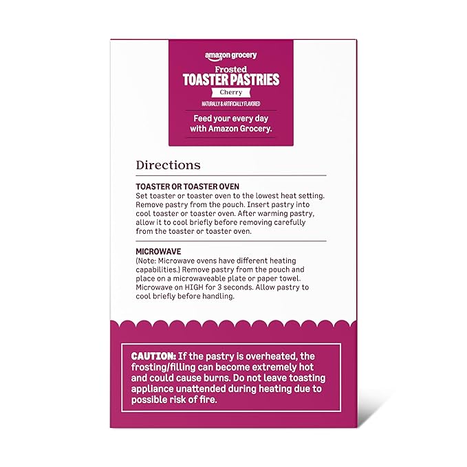 Amazon Grocery, Frosted Toaster Pastries, Cherry, 13.5 Oz, 8 Ct (Previously Amazon Fresh, Packaging May Vary)