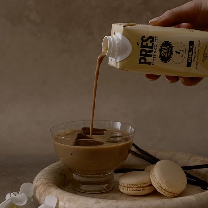 Prés - Protein Coffee - High Protein - Real Cold Brew - 20g Protein - 1g Sugar - 100 Calories - No Added Sugar - Coffee - Protein - 11 FL OZ - 12 Pack (Vanilla)