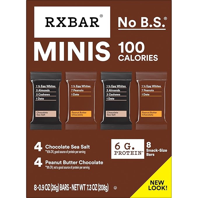 RXBAR Minis Protein Bars, Protein Snack, Snack Bars, Variety Pack, 7.3oz Box (8 Count)