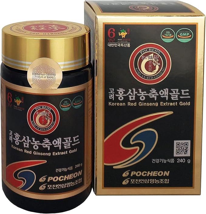 Pocheon 240g(8.5oz), 100% Pure Korean 6Years Root Panax Red Ginseng Extract Gold, TOP Ginsenoside, Saponin, Ginseng Herbal Supplement, Natural Immune Support