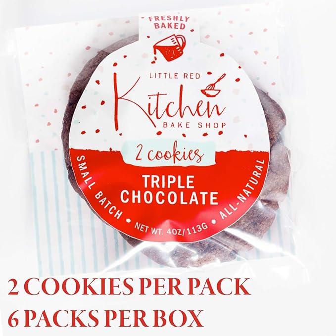 Fresh Baked Triple Chocolate Cookies - 1 Dozen - Gourmet Gift Box – Gifts For Men & Women – Soft Cookies - Little Red Kitchen Bake Shop