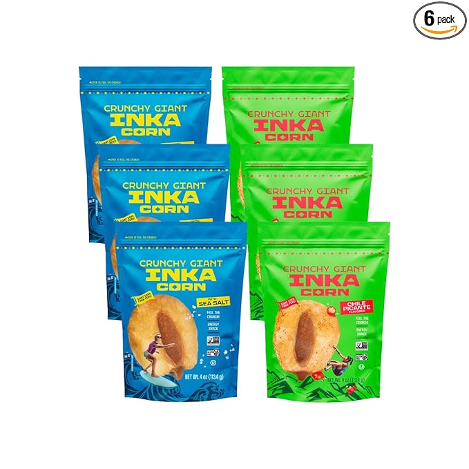 Inka Crops Giant Corn, (Original Doy, & Chili Picante Doy) Variety Pack