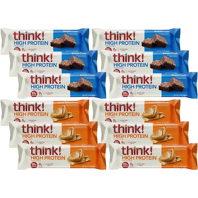 High Protein Bars, Pack of 12 - Brownie Crunch and Peanut Butter Protein Bars 6 of Each, Ideal for Fitness Enthusiasts, Perfect for Sharing, Snacking or sharing with your Loved Ones