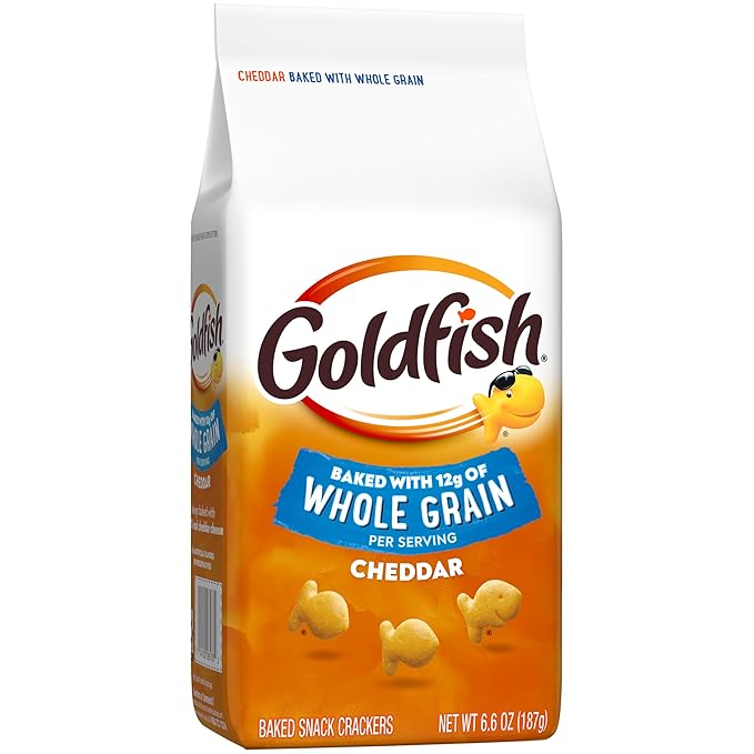 Goldfish Baked with Whole Grain Cheddar Cheese Crackers, 6.6 Oz Bag (Pack of 3)