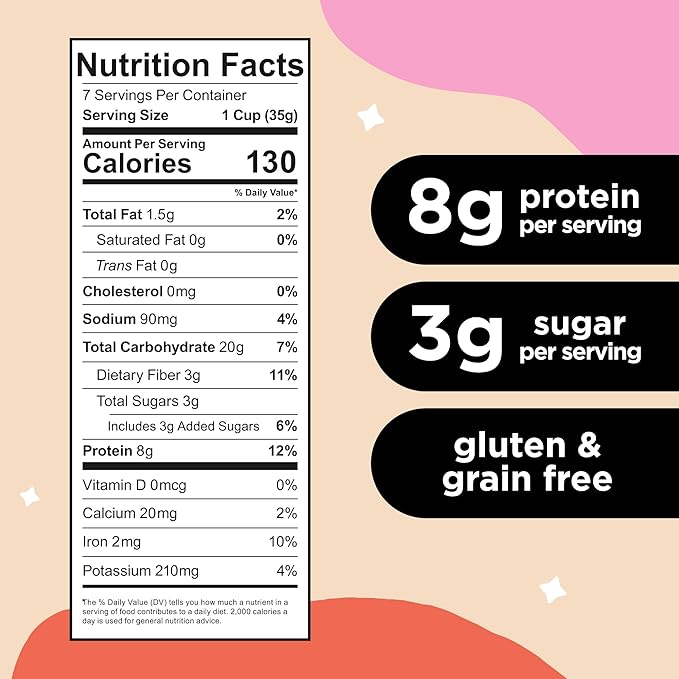Three Wishes Grain-Free & Protein Cereal - Healthy, Low Sugar & Gluten-Free Breakfast Cereal - Low Carb, Plant-Based, Vegan & Non-GMO - Cinnamon (Big Box), 2-Pack