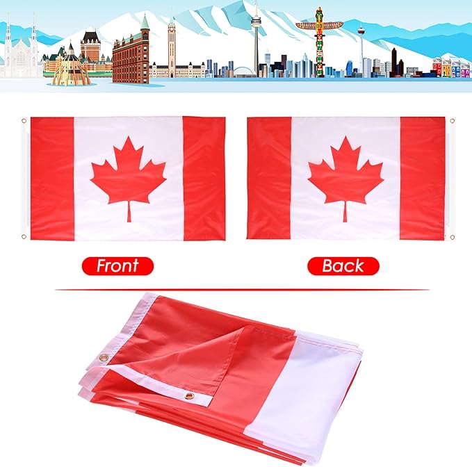 AhfuLife Canada Flag 3 x 5 Ft, Large Canadian Flags for Outside - Double Side with Brass Eyelets for Olympic Party Decorations, Bar Garden Street Decoration Indoor Outdoor