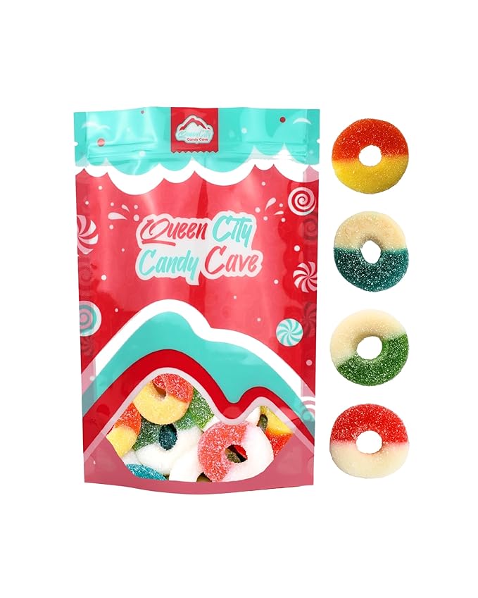Assorted Flavored Gummy Rings- Bulk Assorted Gummy Candy Mix - Fresh, Soft, and Chewy Sugar Dusted Gourmet Candy Rings (3 Pound)