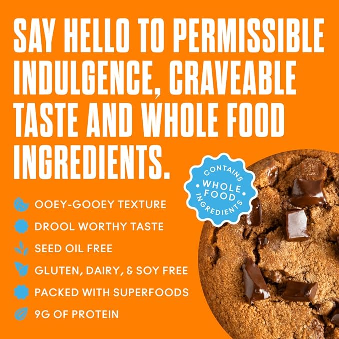 Toto's Peanut Butter Chocolate Chip Vegan Cookies: Gluten-Free High-Fiber Cookie with Plant-Based Protein, Superfoods, and Adaptogens - 10X Individually Wrapped Cookies