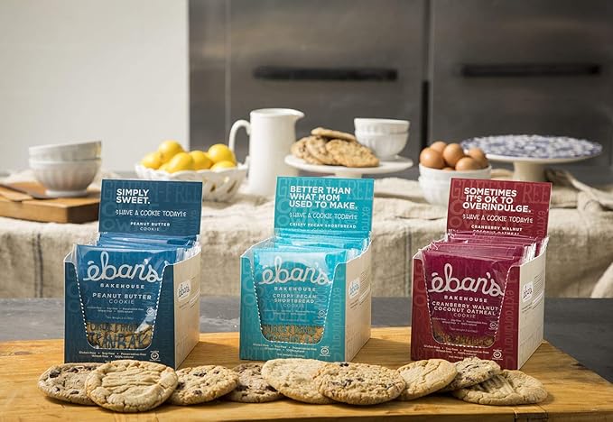 Eban’s Fresh Baked Gluten-Free Cookies - 24 Large Cookies (2 Boxes of 12) - Soft and Chewy, Individually Wrapped, Gourmet, Preservative Free, Non-GMO (Cranberry Walnut Coconut Oatmeal)