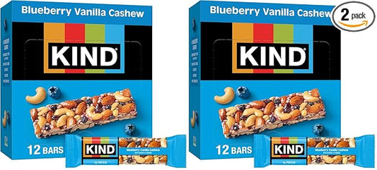 KIND Bars, Blueberry Vanilla Cashew, Healthy Snacks, Gluten Free, 5g Protein, 12 Count (Pack of 2)