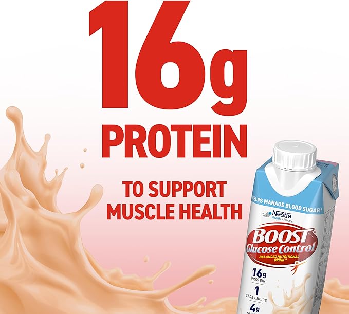 BOOST Glucose Control Ready to Drink Nutritional Drinks, Creamy Strawberry, 8 fl oz Carton (4 x 6 Packs)