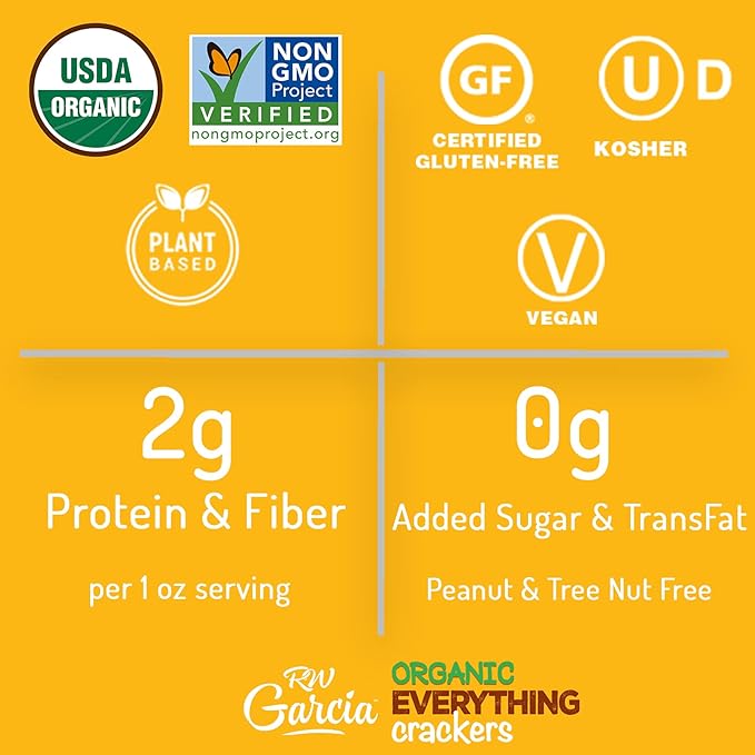 RW Garcia Organic Everything Crackers, Gluten Free, 5.5oz boxes, 6 pack