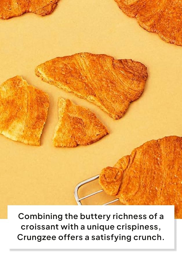 Korean Food Flat Croissant Snack, Crispy & Buttery Dessert Bites, Only 102 Calories, Holiday Party Treats & Shareable Snacks, Individually Wrapped, Pack of 10 (20g Each) Gini Crungzee, TikTok Viral Snack, 크룽지