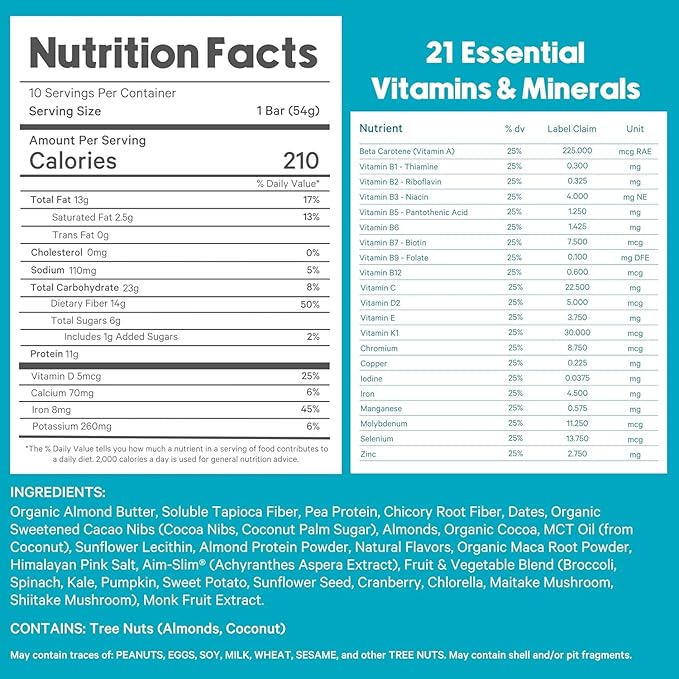 LyfeFuel Essential High Protein Bars | Meal Replacement, Vegan, 12g Plant-Based Low Carb Protein Bars for Intermittent Fasting - High Fiber, MCT Oil, 21 Organic Vitamins & No Sugar | 30 Servings | Fudgy Brownie