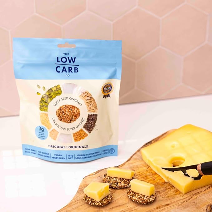 Super Seed Crackers, Gluten Free & Keto Friendly Healthy Snacks, Vegan, Zero Sugar, Paleo & Diabetic Friendly, Nut Free, 20g High Protein, 18g High Fiber, 3.56oz Each, 4-Pack, Original